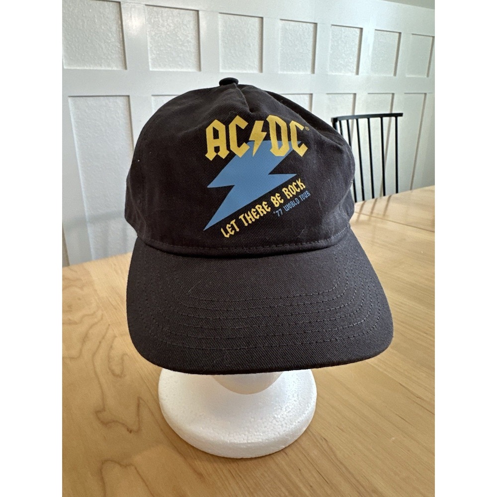 ACDC Snapback Hat Classic Rock Gray Cotton Graphic Let There Be Rock '77 Tour